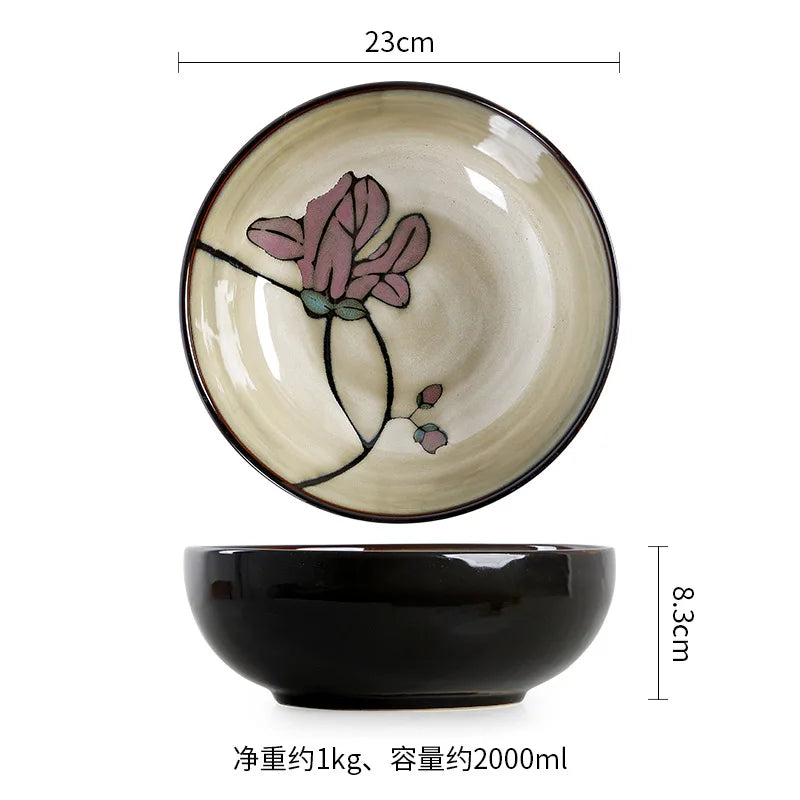Hand Drawn Mulan Ceramic Plates, Fish Plates, Soup Bowls, Baking Pans, Rice Bowls, Snacks, Creative Retro Round Tableware