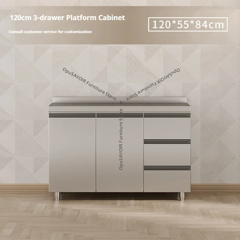 304 Stainless Steel Cabinet Kitchen Wall Cabinet Multifunctional Combination Dish Cabinet, Integrated Stove and Sink Base JT40