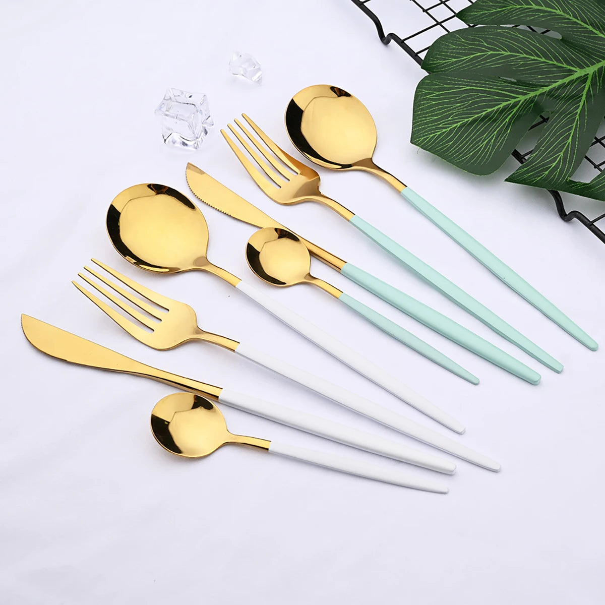12pcs Black Gold Dinnerware Set Stainless Steel Tableware Knife Fork Coffee Spoon Teaspoons Cutlery Set Party Kitchen Flatware