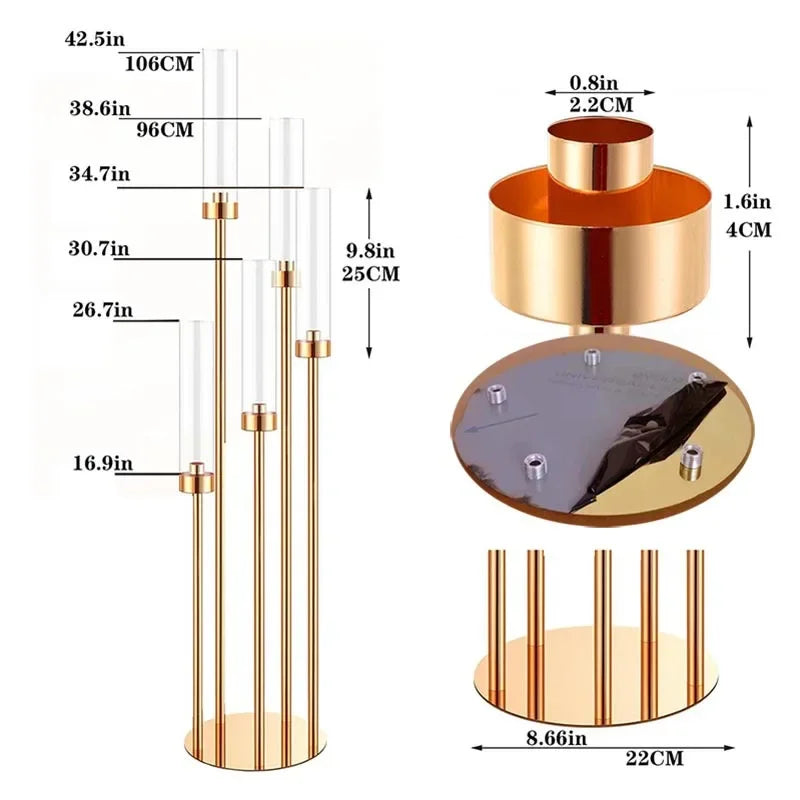 2-10pcs 5/8Heads Metal Candelabra Candle Holders