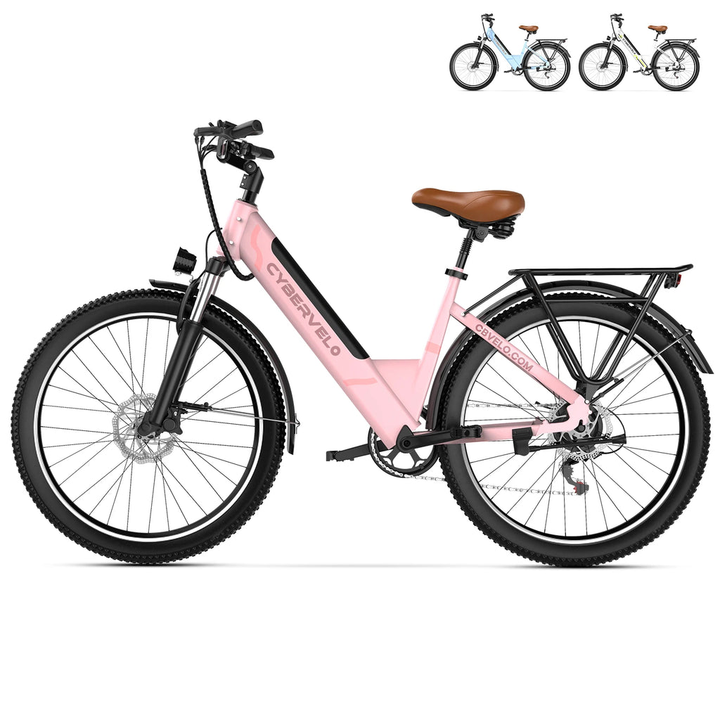 Cybervelo 1000W Peak 26" Electric Bike Adults 80Miles, Removable Battery, 7-Speed Ebike