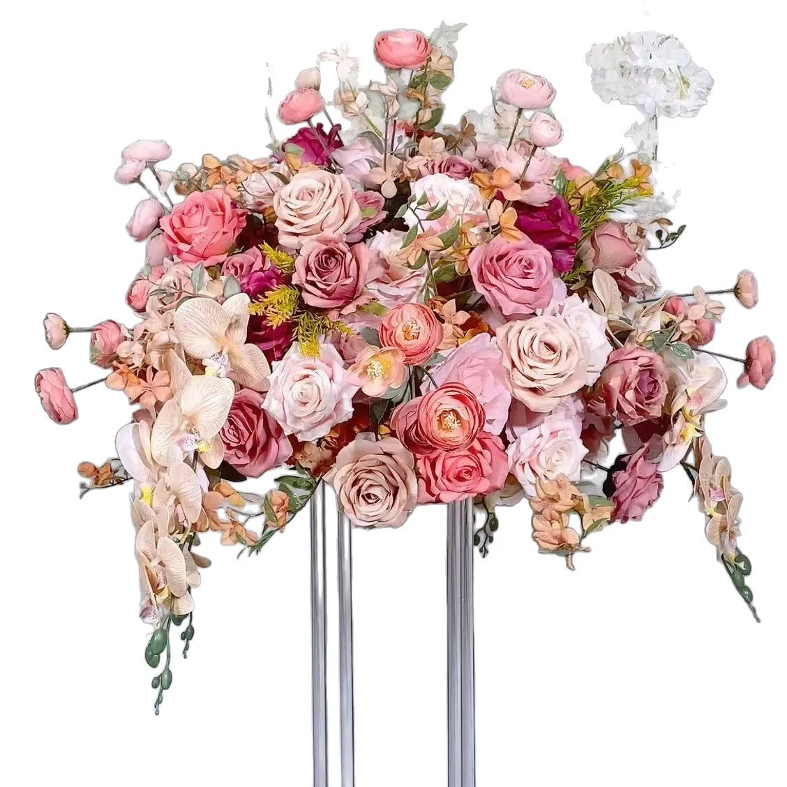 70/60/50/40cm Pink Rose & Orchid Artificial Large Flower Table Centerpiece