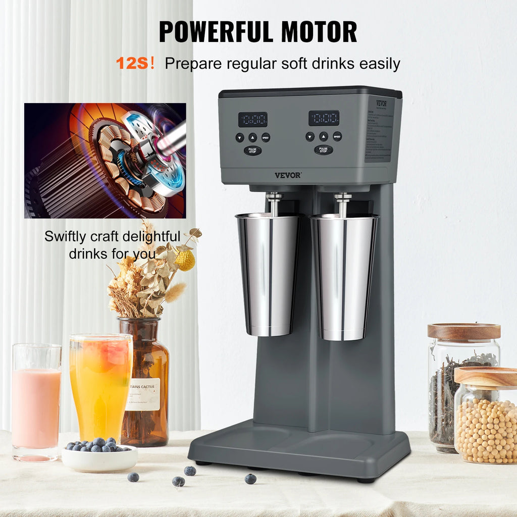 SucceBuy Milkshake Maker, 375W x 2 Electric Milkshake Machine, Commercial Double Heads Drink Mixer Blender