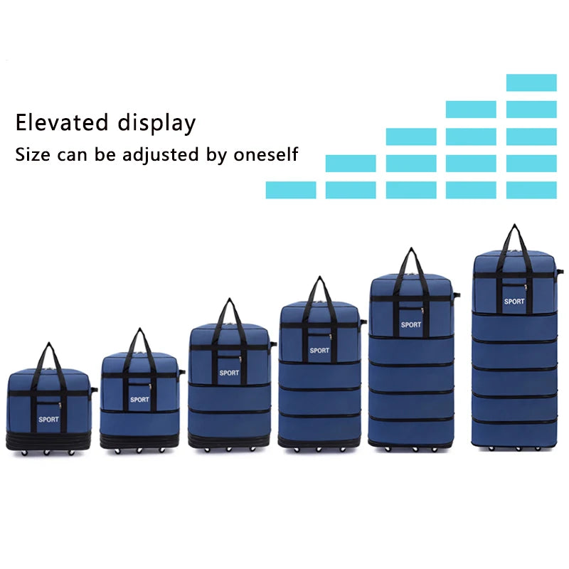 Versatile 5-Layer Folding Travel Bag with Wheels Large Capacity Waterproof Durable Luggage
