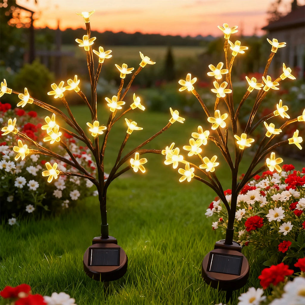 Solar powered tree branch cherry blossom lamp,