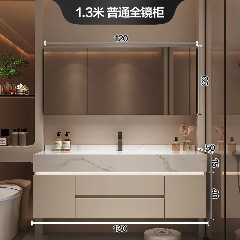 Luxury Bathroom Vanity Cabinet with Storage, Mirror, Wall Shelves