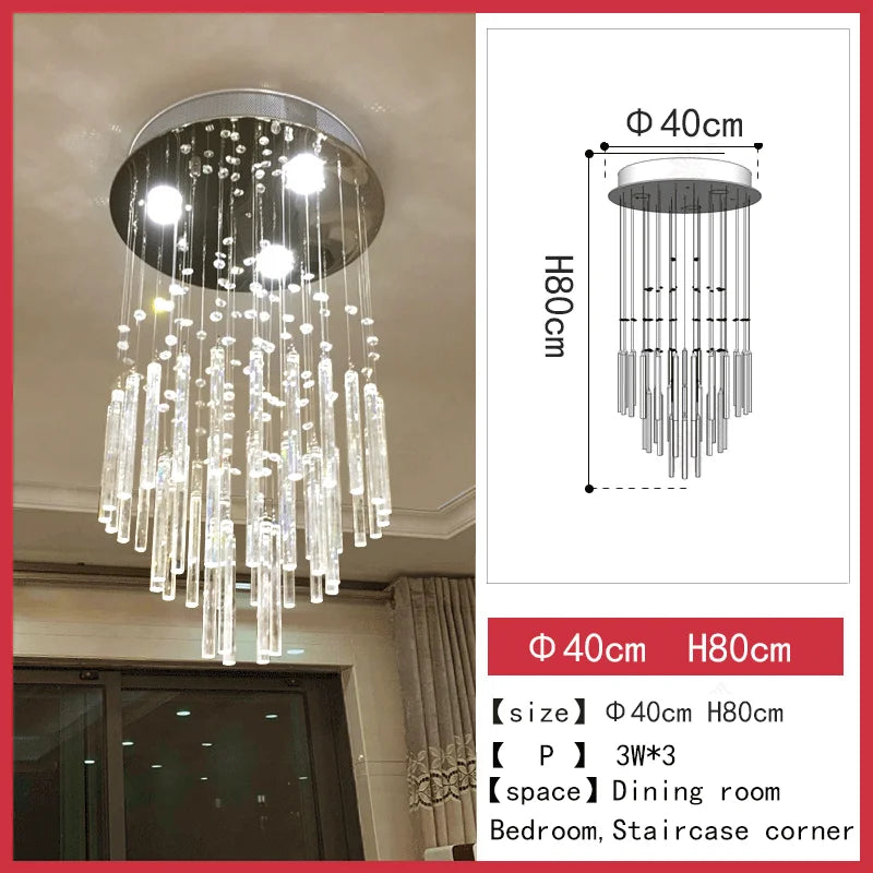 Modern LED Staircase Crystal Chandelier