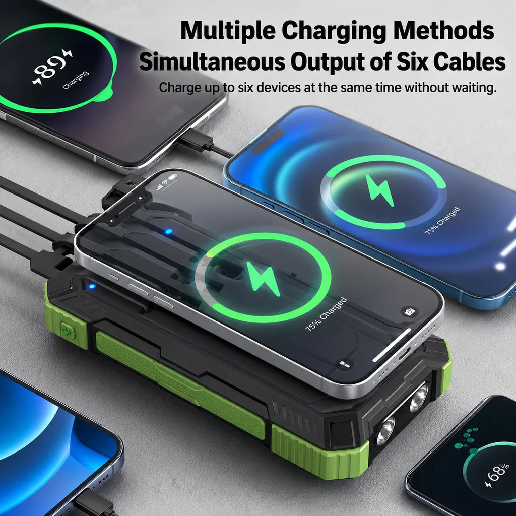 200000mAh Solar Power Bank Wireless Large Capacity Fast Charging External Battery