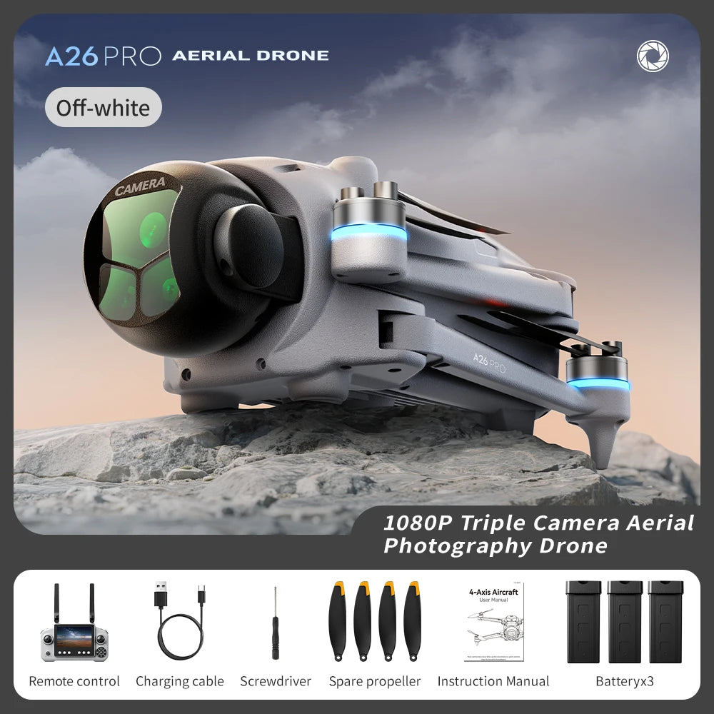 Original A26 Pro GPS Drone 4K HD Excellent Imaging Flagship Triple Camera FPV Brushless Obstacle Avoidance Foldable Quadcopter