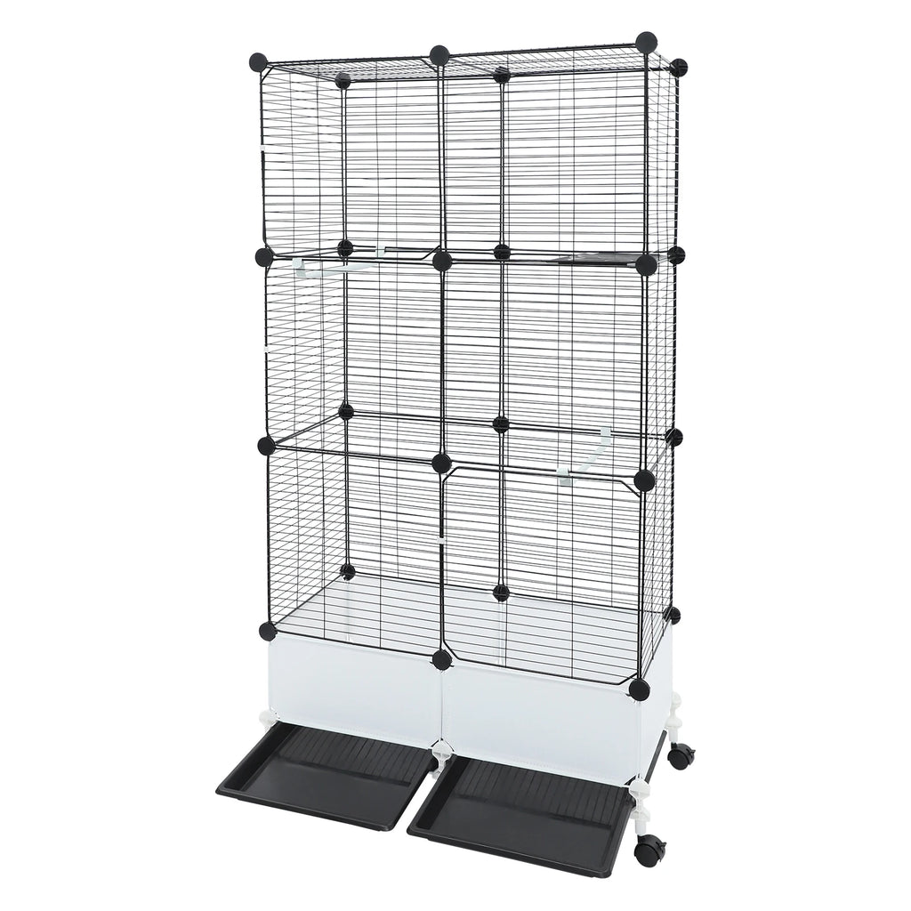 Large Parrot Cage, Standing Bird Cage 29x14x55 Inch, Spacious Birdcage with Splash Guard & 6 Locking Wheels