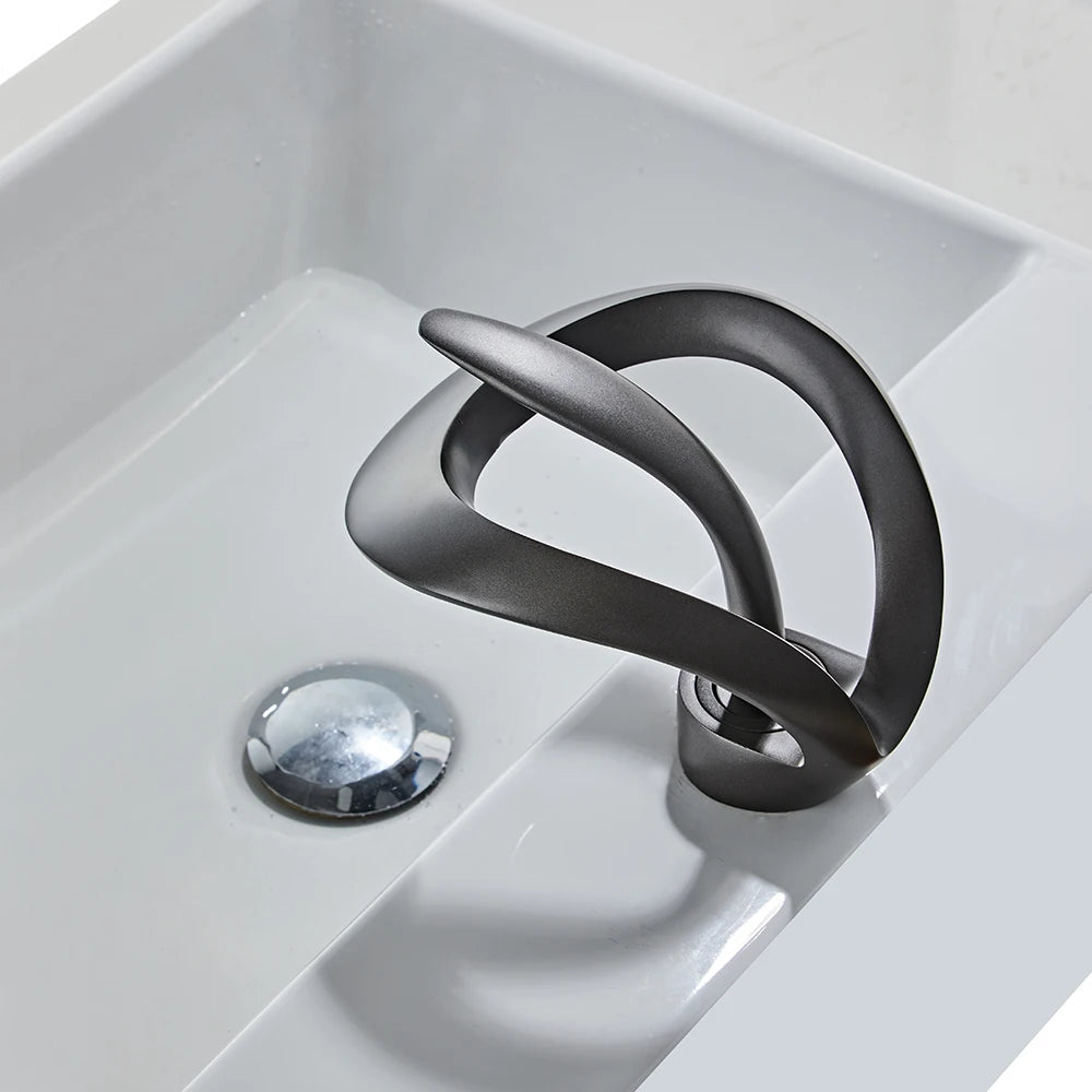 Bathroom White/Gray/Black Aluminum Alloy Single Handle Faucet