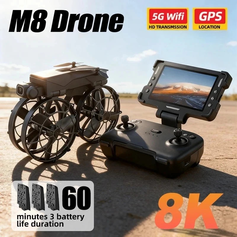 Original M8 Drone 4K Professional Dual Camera with Screen 5G WIFI FPV GPS Dron Brushless Optical Flow Hover Folding Quadcopter