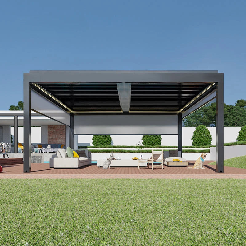 3X4 Pavilion Gazebo Pergola Roller Shutter And LED Light Waterproof Outdoor Pergola Garden Gazebo Aluminium Outdoor Motorized