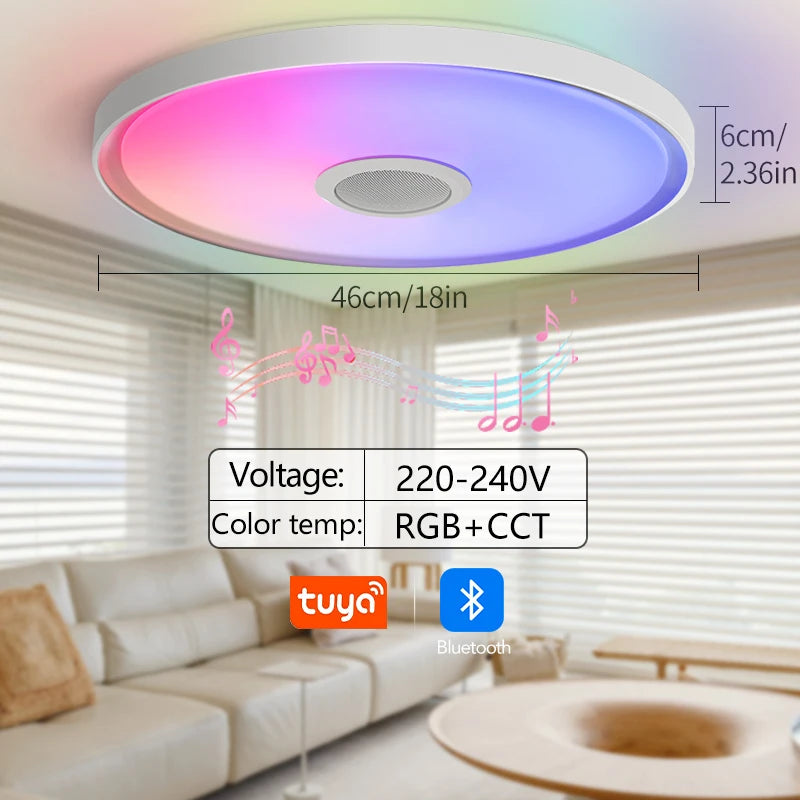 LED Smart Dimming Ceiling Light With Remote Control, with built in speaker to connect to Bluetooth to play music from your phone