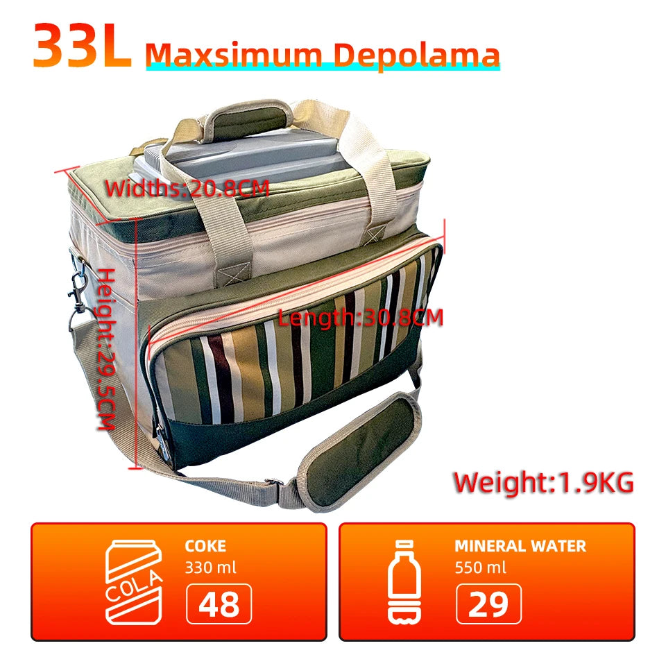 33L Portable Foldable Electric Bag Refrigerator, Perfect for Family Picnics Camping Car Travel Road Trip