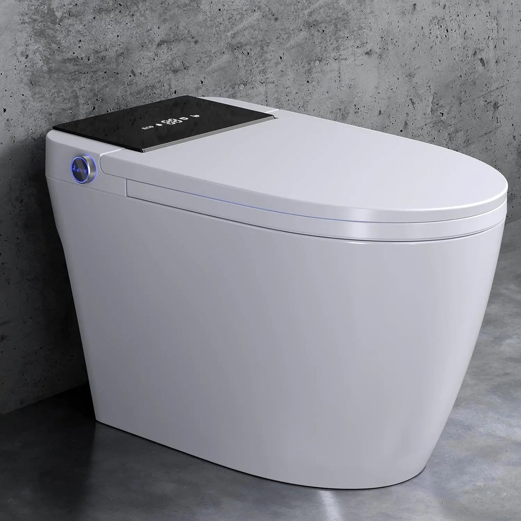 Modern Electric Smart Toilet With Built-In Bidet,Auto Open&Close Lid,Heated Seat,Dual Auto Flush & Foot Sensor, Custom