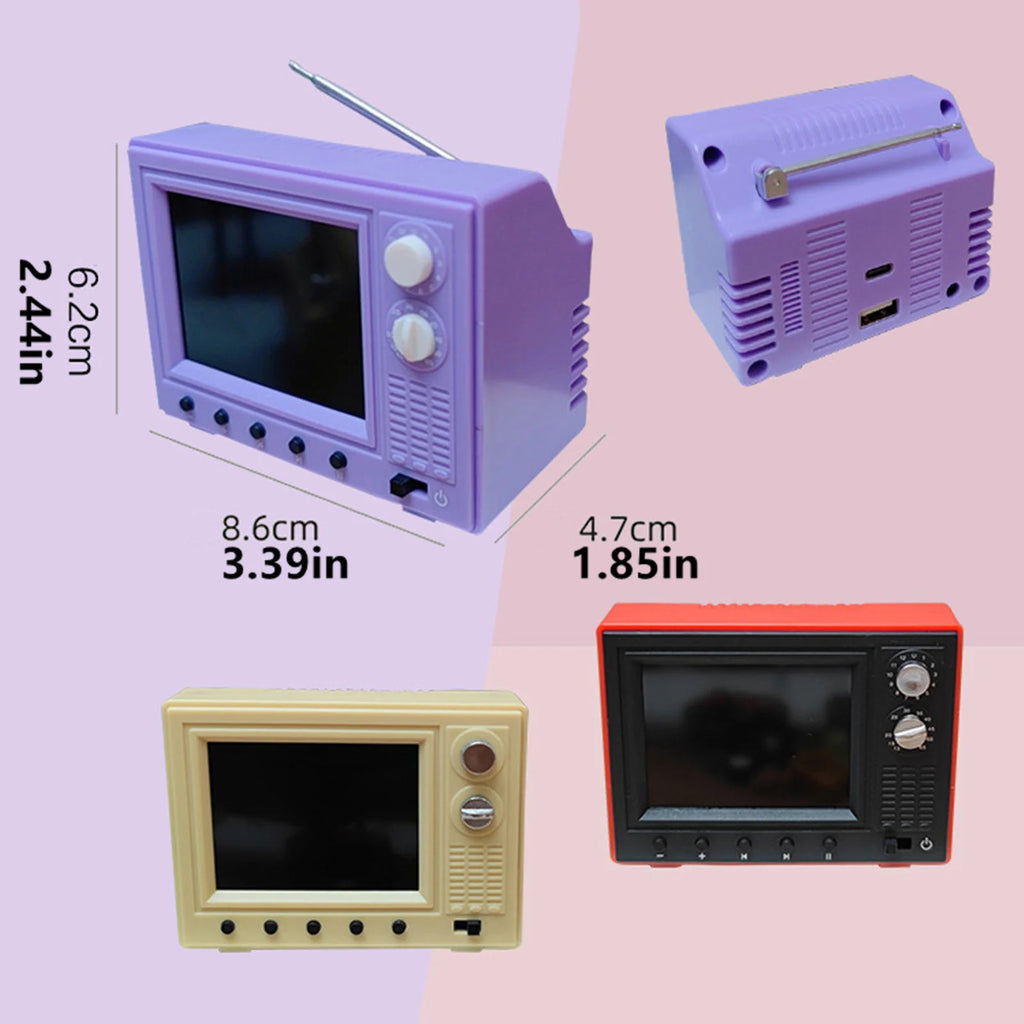 1/12 Dollhouse Mini TV with USB Port 2.4 Inch Screen 8GB Memory 600mAh Battery Miniature LCD Television for Dollhouse Furniture