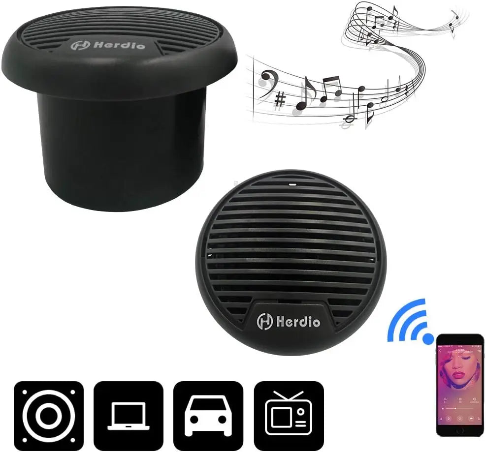 Herdio 3'' 160W 2PCS Marine Boat Waterproof Speakers Motorcycle Bluetooth Speaker Audio Stereo System For ATV UTV Outdoor Boat