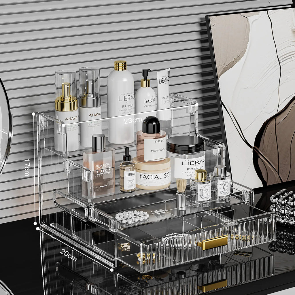 Light Luxury Vanity Cosmetics Bathroom Organizer Shelf