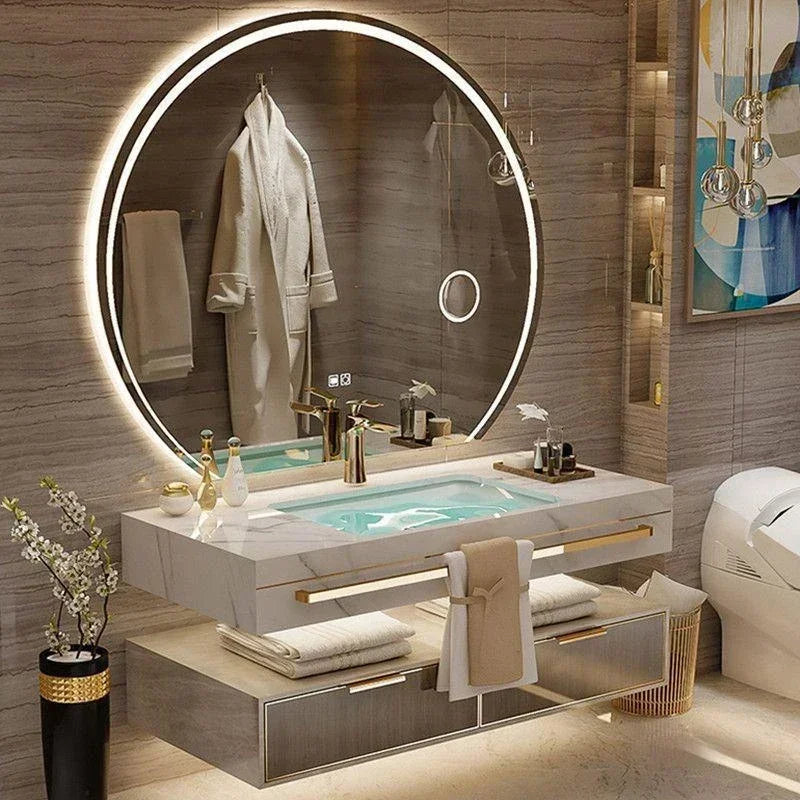 Modern Slate Bathroom Cabinet with Double Washbasin Smart Mirror
