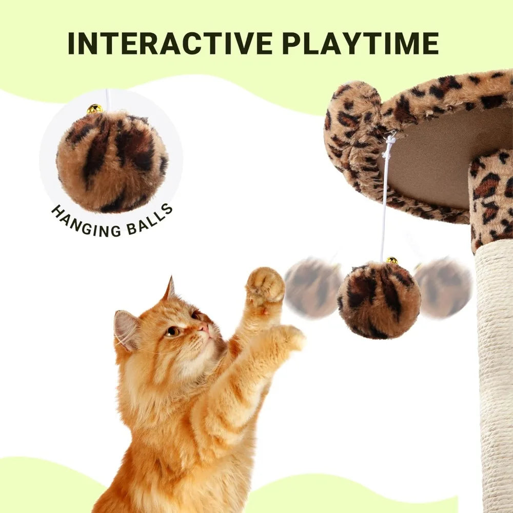 64 Inch Large Cat Tree with Plush Condos Perches Basket House Sisal Scratching Posts and Hanging Toys for Big Cats