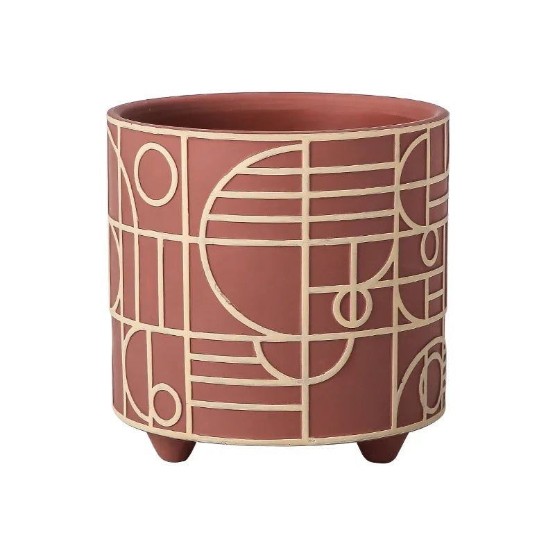 Simple Cylindrical Ceramic Flower Pot,, Succulent Plant Potted Garden Decoration