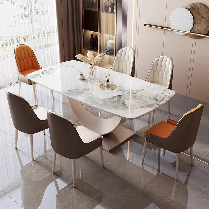 Modern Rectangular Marble Dining Table, Also Chairs