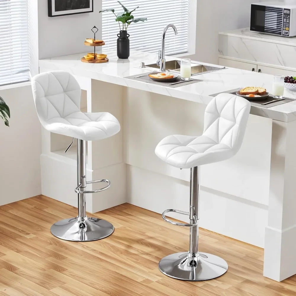 Height Adjustable Swivel Barstools, PU Leather Counter Stools with Backrest