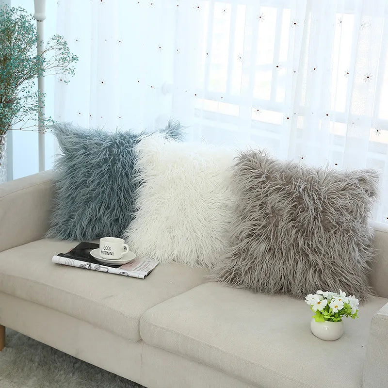 Pack of 1 Soft Luxury Long Faux Fur Plush Throw Pillow Cover,