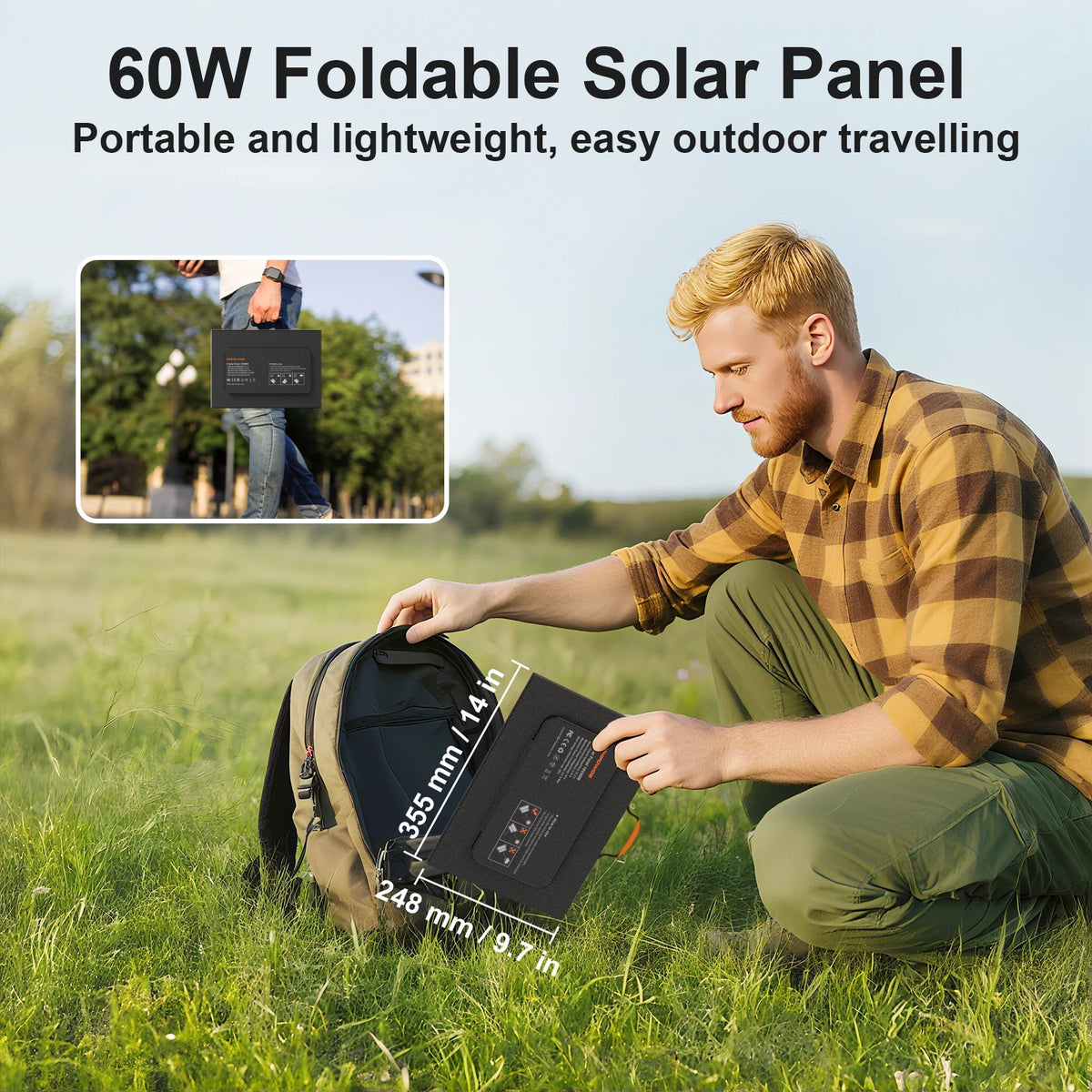 MHPOWOS Solar Battery Charger for Powerbank, 45W / 60W Foldable Portable Solar Panel