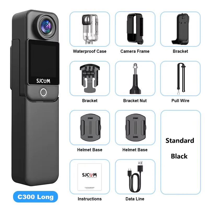SJCAM C300 Pocket Action Camera 4K FHD Long Battery Life 30M Waterproof 5G WiFi Mini Thumb Cam