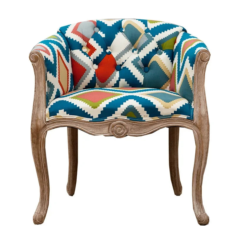 Leisure Sofa Chair, Solid Wood Antique Dining Chair, European Hotel Dining Chair, Living Room Leisure Sofa Chair