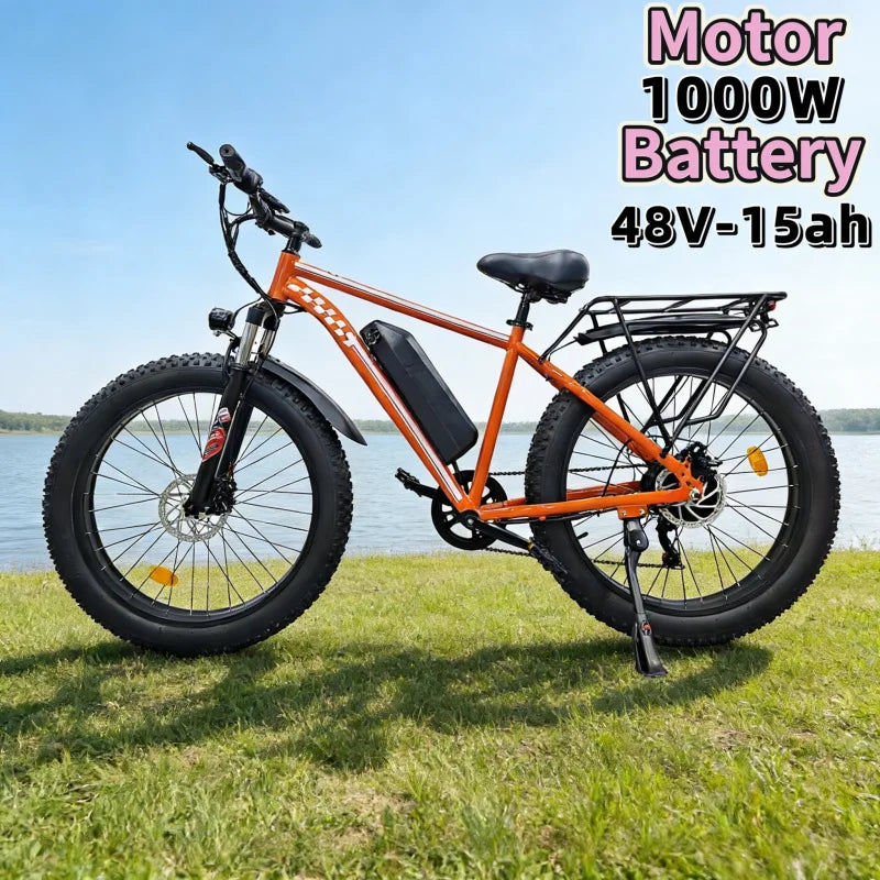 1000W powerful motor 26-inch mountain off-road E-Bike, 48V15AH battery