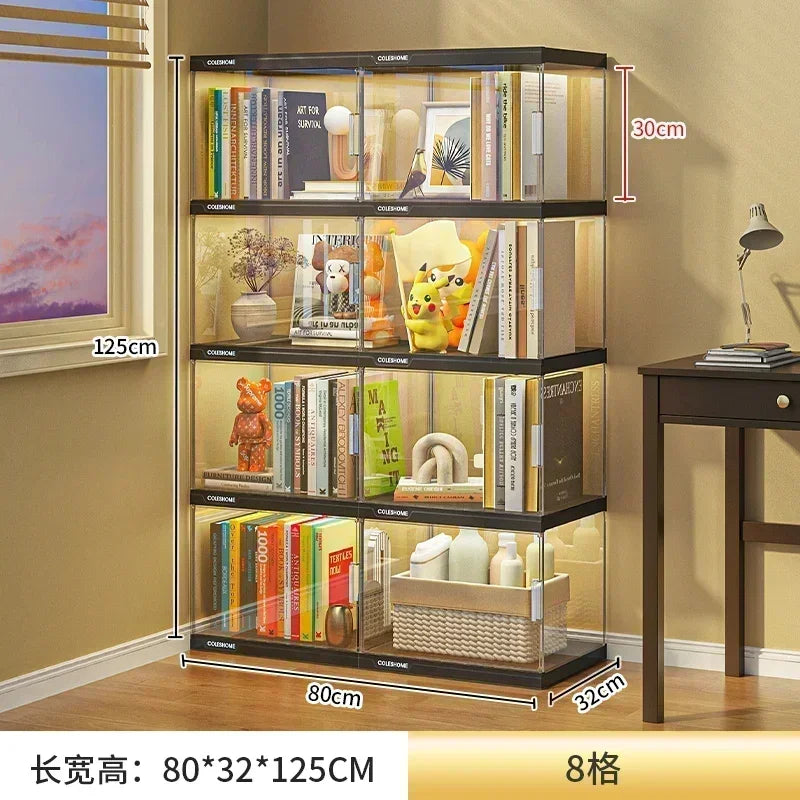 Nordic Living Room Display Cabinet Bookshelf Storage Organizer With Lights