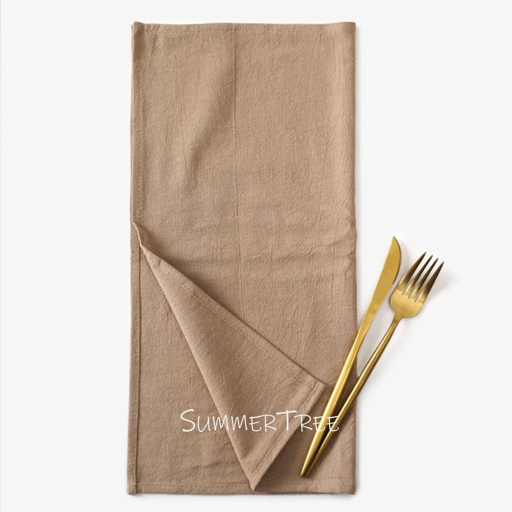 10 Pack 40x40cm Napkins, Washed Cotton Cloth Plain Vintage Style Soft Tea Towels, Place Mats