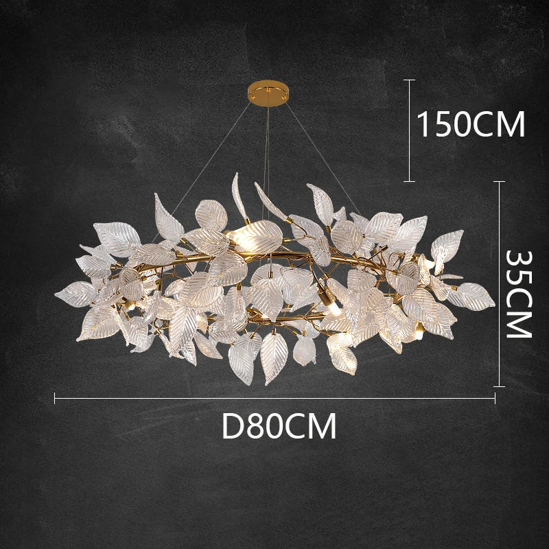 Luxury Ginkgo LED Chandelier Postmodern Glass Pendant Lamp