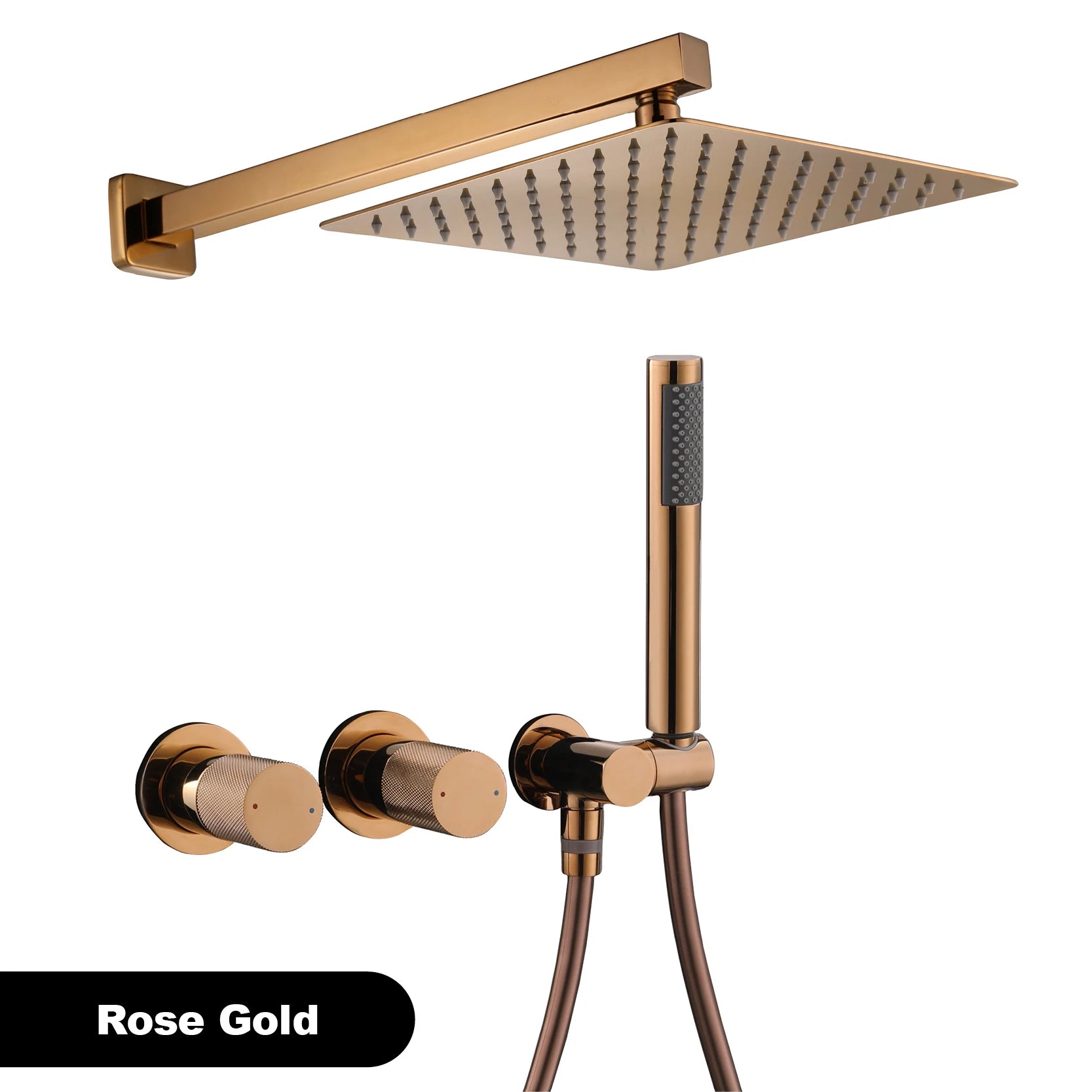 Luxury brass wall mounted shower system, embedded design with dual control hot and cold-water bathroom faucet, 48 variants