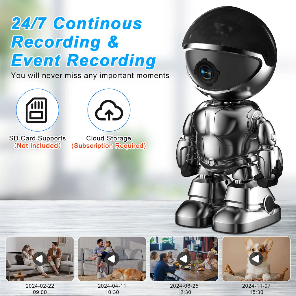 WESECUU  Robot Camera Wifi 3MP Indoor Home Security Camera Night Vision Two Way Audio Auto Tracking Indoor Baby Monitor