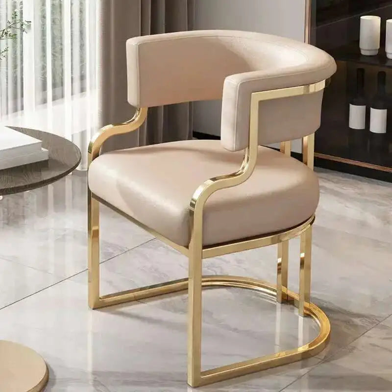 Luxury golden Dining Chairs, wrought Iron Backrest Armchair