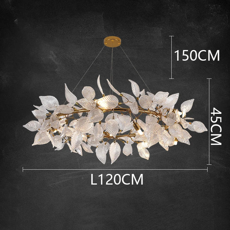 Luxury Ginkgo LED Chandelier Postmodern Glass Pendant Lamp