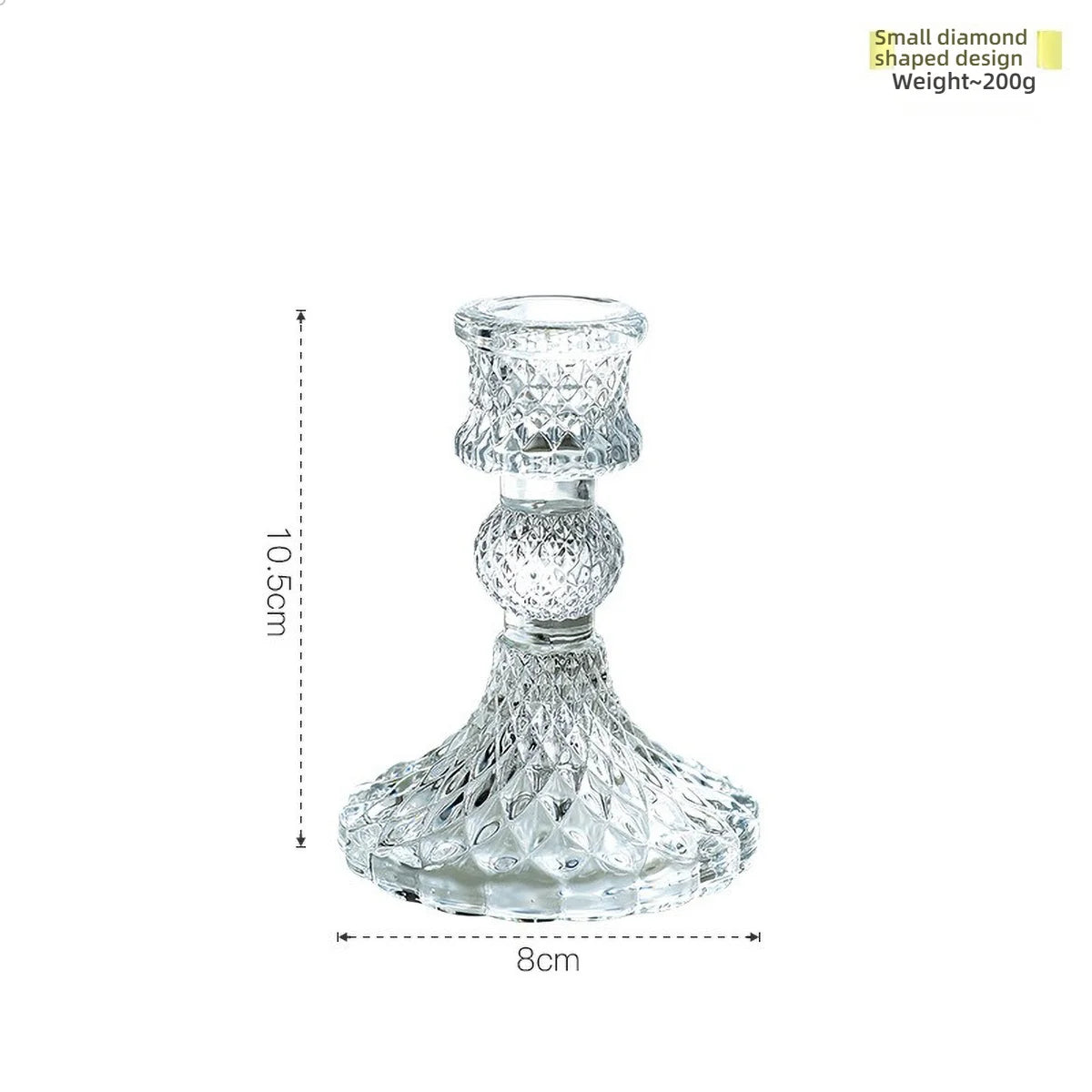 Glass Candle Wick Holder Clear Pillar Table Design Candlestick for Dining Decor