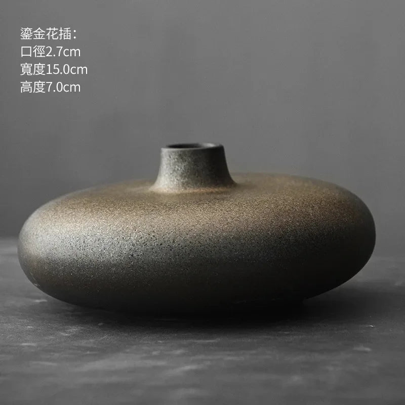 Japanese Style Terracotta Vase Imitation Stone Abstract Flower Arranger
