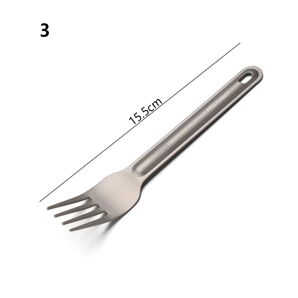 Light Titanium Long Handle Spoons and  Cutlery Fork for Outdoor Camping