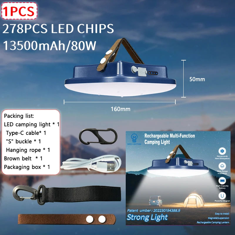 MOSLIGHTING13500maH LED Charging Camping Light With Magnet Portable Torch Fashion Tent Lamp Work Maintenance Emergency Lighting