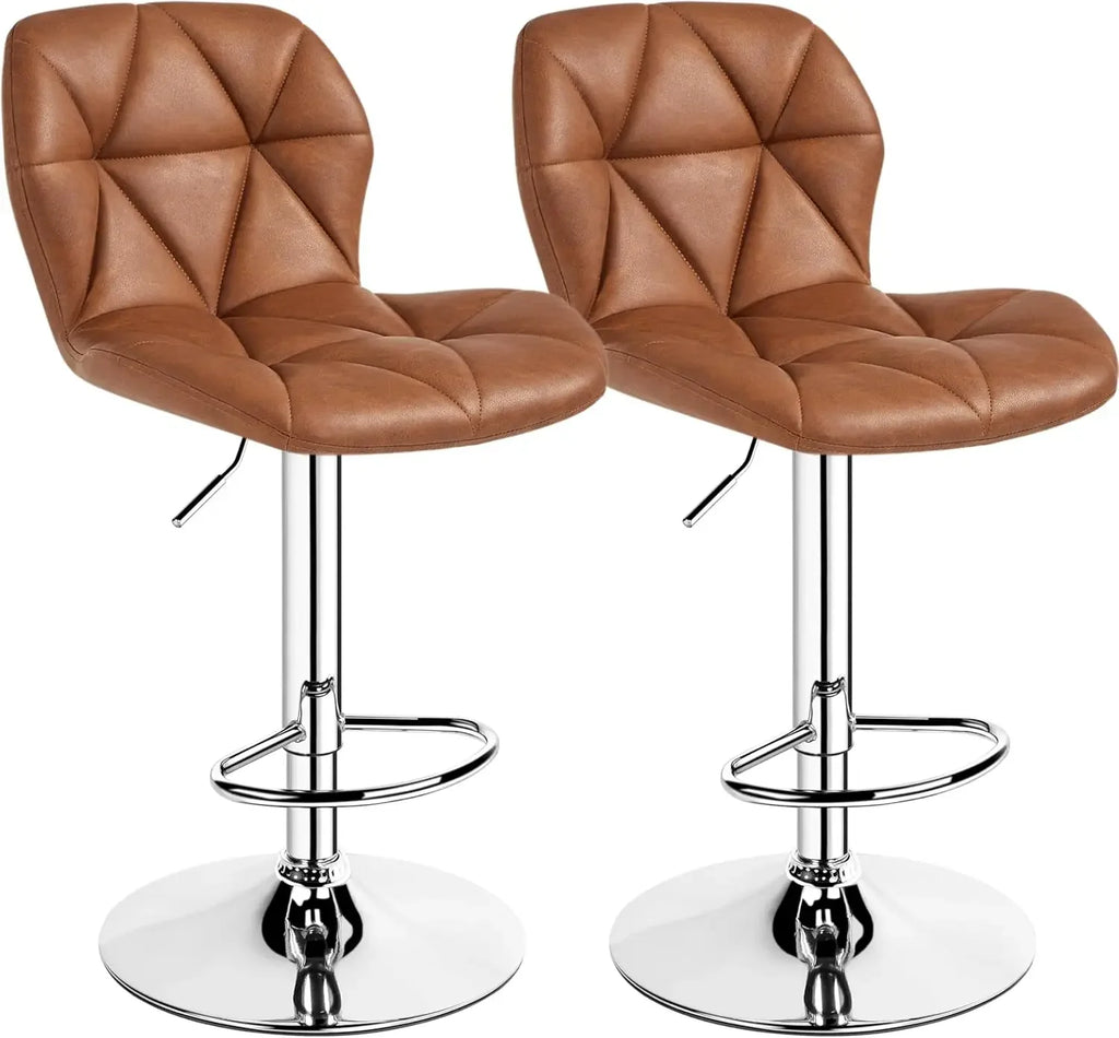 Height Adjustable Swivel Barstools, PU Leather Counter Stools with Backrest