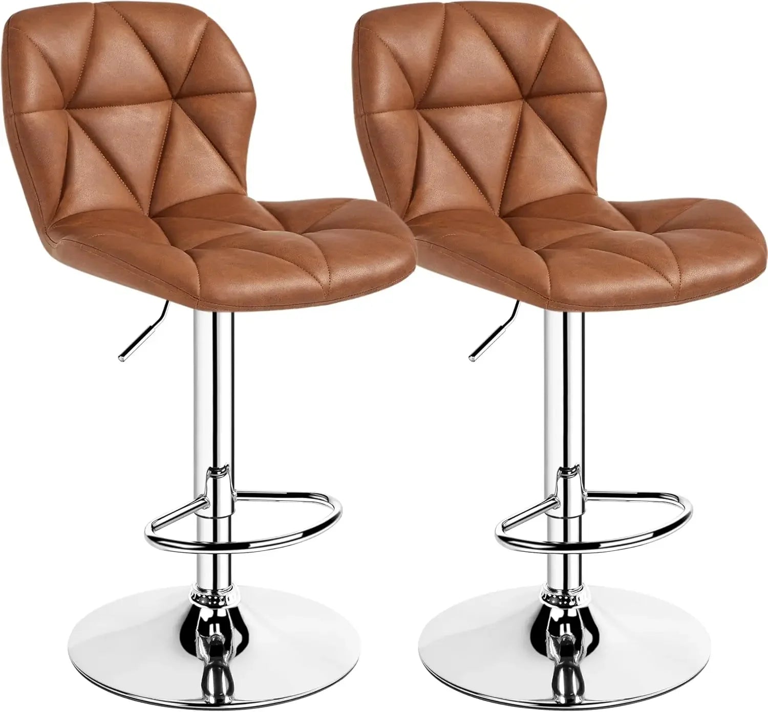 Height Adjustable Swivel Barstools, PU Leather Counter Stools with Backrest
