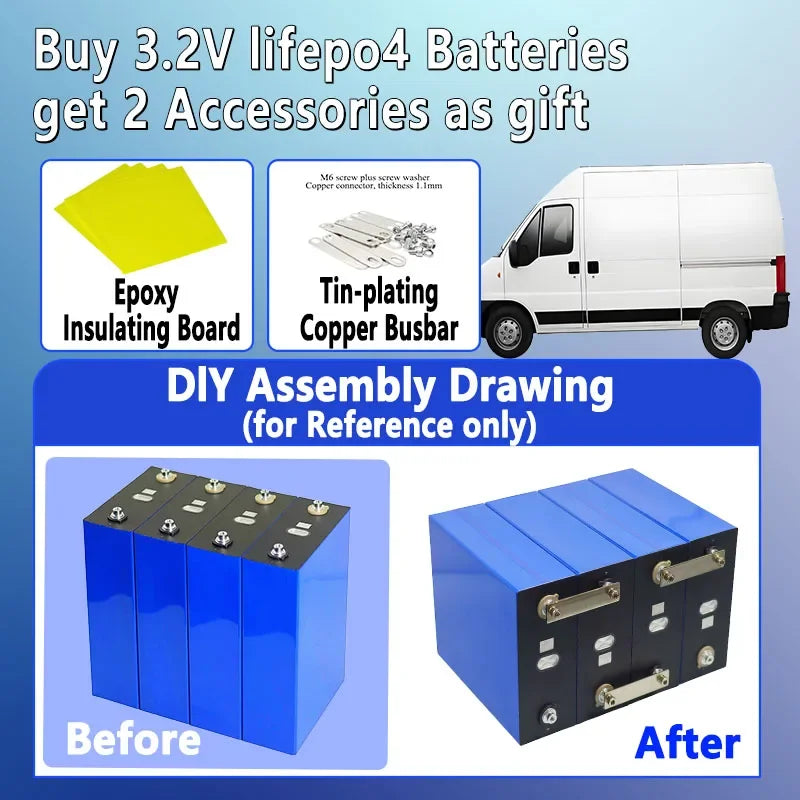 Lifepo4 Battery 3.2V 360AH 340AH 320AH 280AH 100AH for DIY Car Marine Solar Energy Storage 12V 24V 48V Grade A EU US Tax-Free