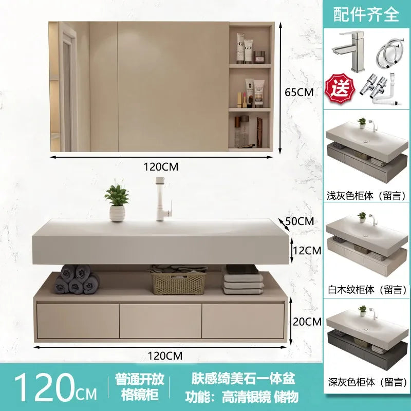 Modern Integrated Bathroom Vanity Washstand Basin, Combined Cabinet