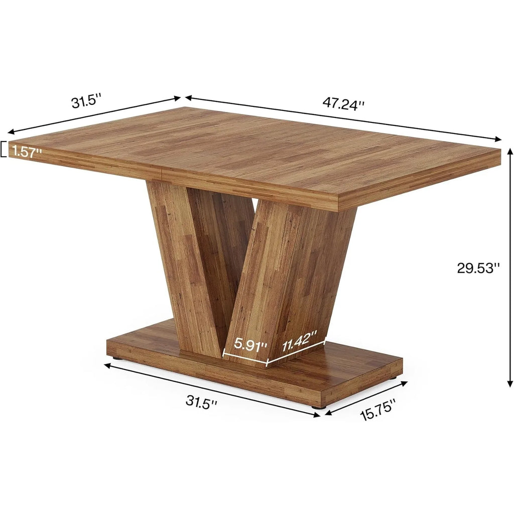 LITTLE TREE 47-Inch Dining Table for 4,Dinner Table with Heavy Duty Pedestal,