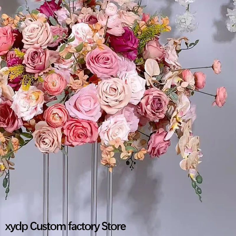 70/60/50/40cm Pink Rose & Orchid Artificial Large Flower Table Centerpiece